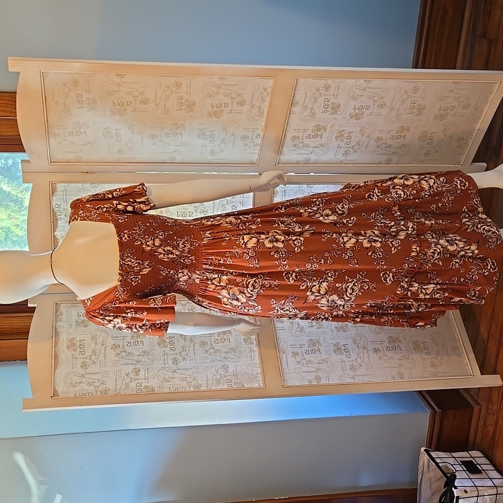 Floral Rust Dress Small - Picture 5 of 12